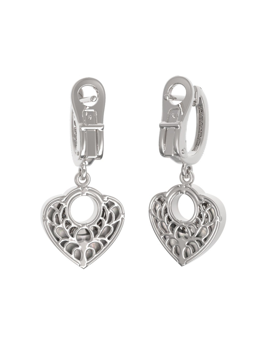 Серьги из белого золота c бриллиантами и перламутром