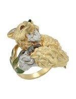 Кольцо из лимонного золота c эмалью