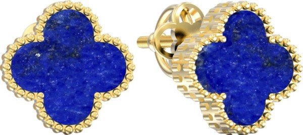 Серьги из лимонного золота c лазуритом