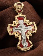 Крест из лимонного золота c эмалью