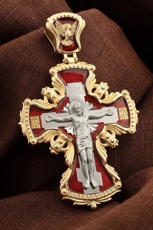 Крест из лимонного золота c эмалью