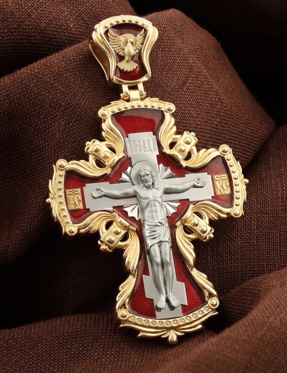 Крест из лимонного золота c эмалью