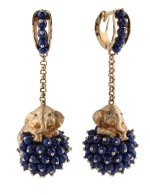 Серьги из золота c эмалью и лазуритом