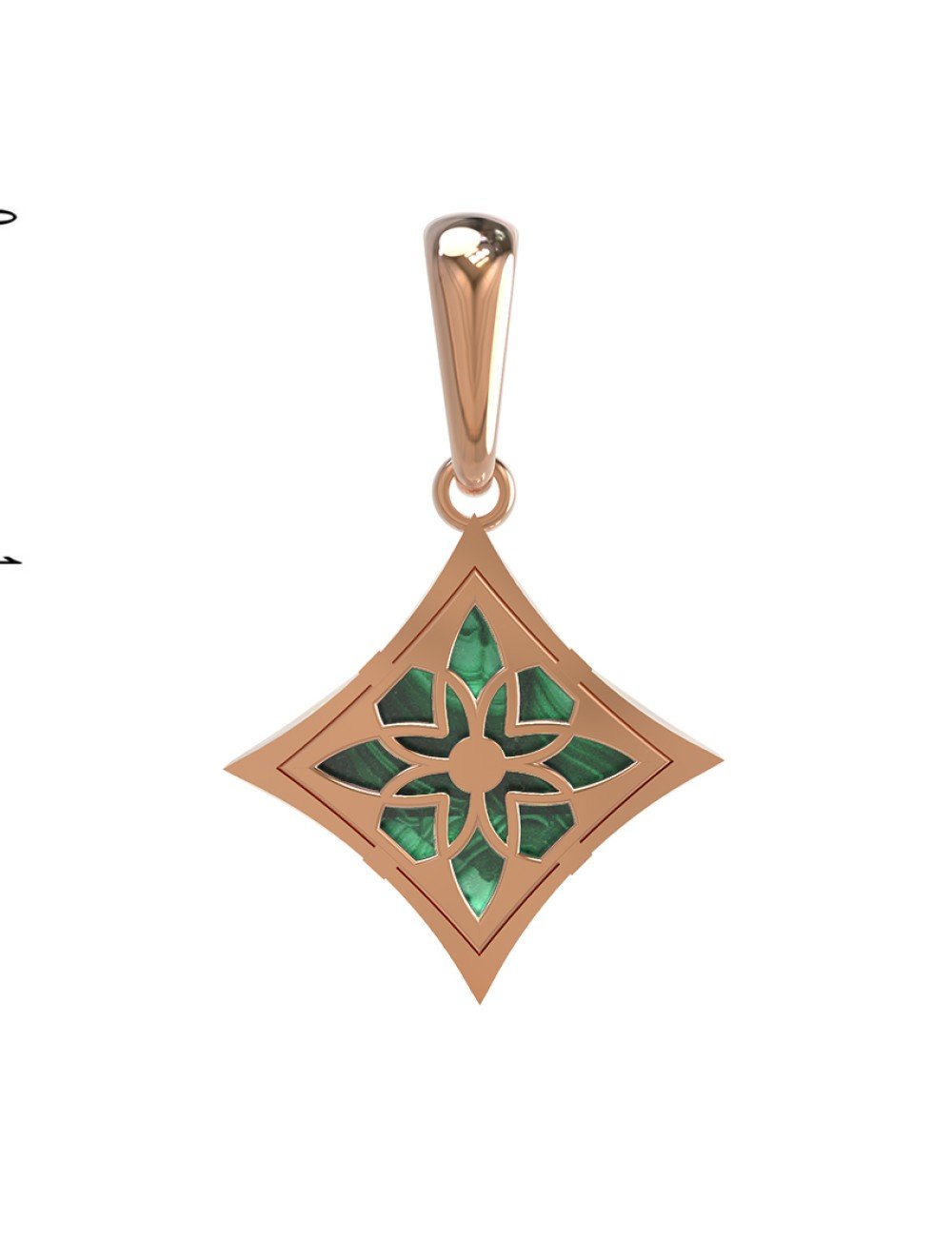 Подвеска из золота c малахитом