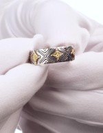 Кольцо из серебра и золота c рубином