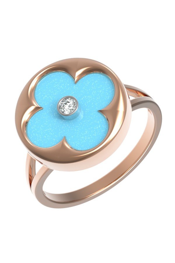 Кольцо из золота c бриллиантами и бирюзой