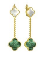 Серьги из лимонного золота c малахитом и перламутром