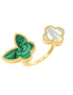 Кольцо из лимонного золота c малахитом и перламутром