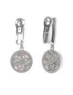 Серьги из белого золота c бриллиантами и перламутром