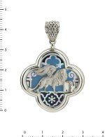 Подвеска из белого золота c эмалью и перламутром