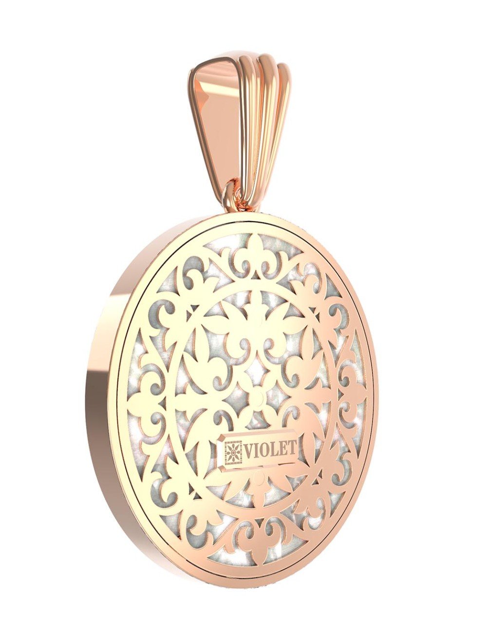 Подвеска из золота c ониксом и перламутром