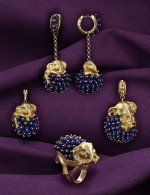 Подвеска из лимонного золота c эмалью и лазуритом