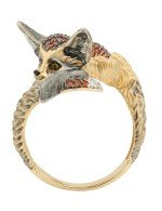 Кольцо из лимонного золота c эмалью и фианитом