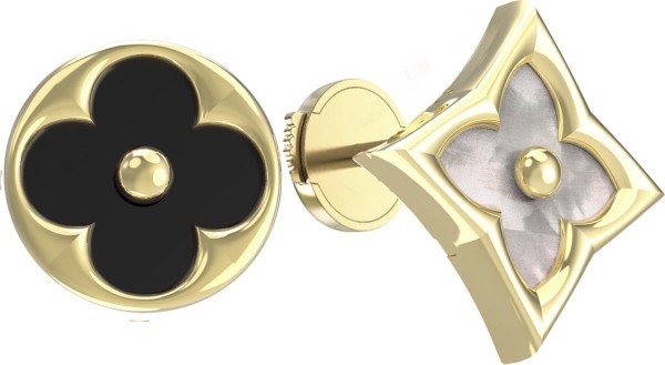 Серьги из лимонного золота c ониксом и перламутром