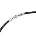 Гайтан из белого золота c кожаным шнурком