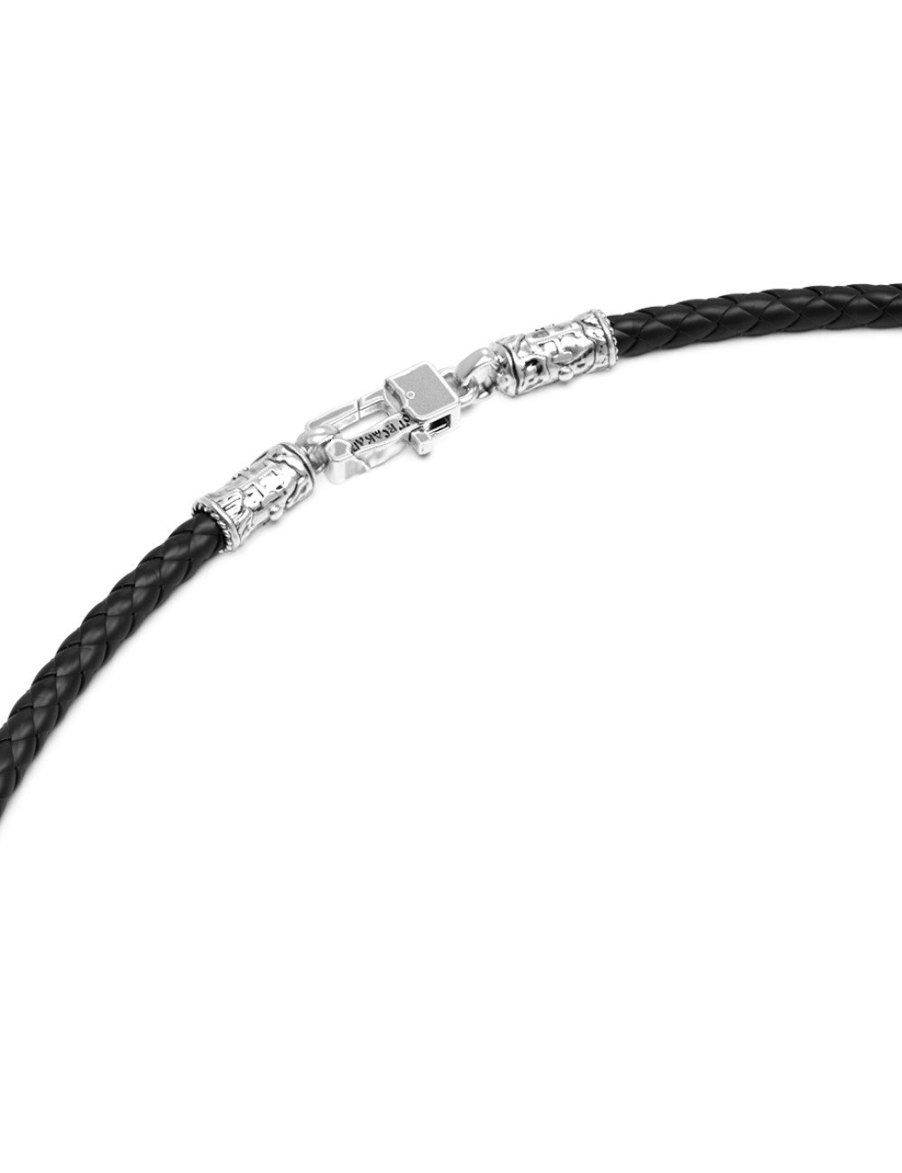 Гайтан из белого золота c кожаным шнурком