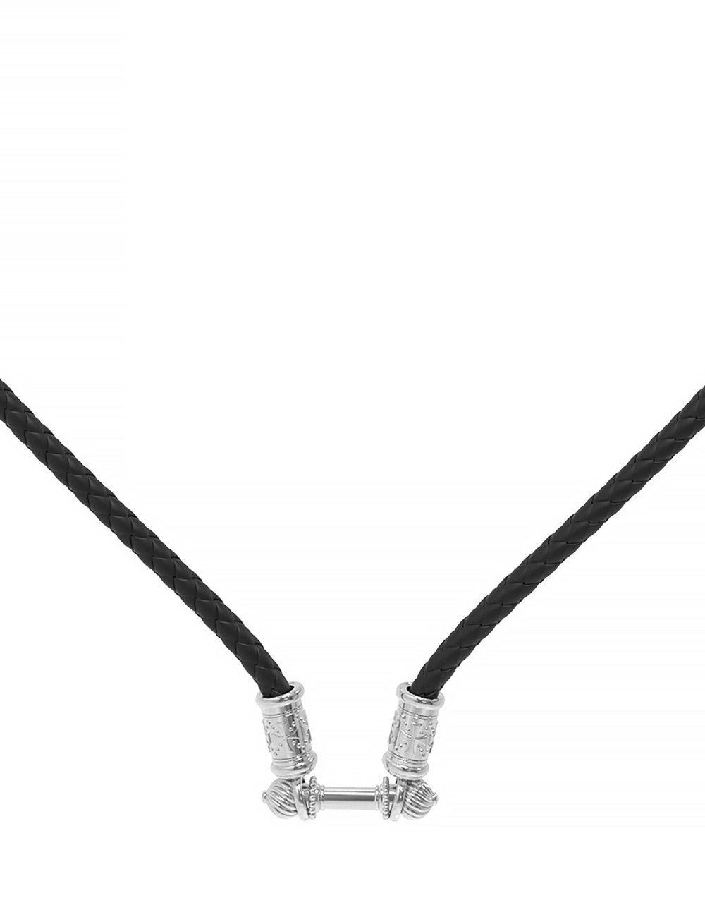 Гайтан из белого золота c кожаным шнурком