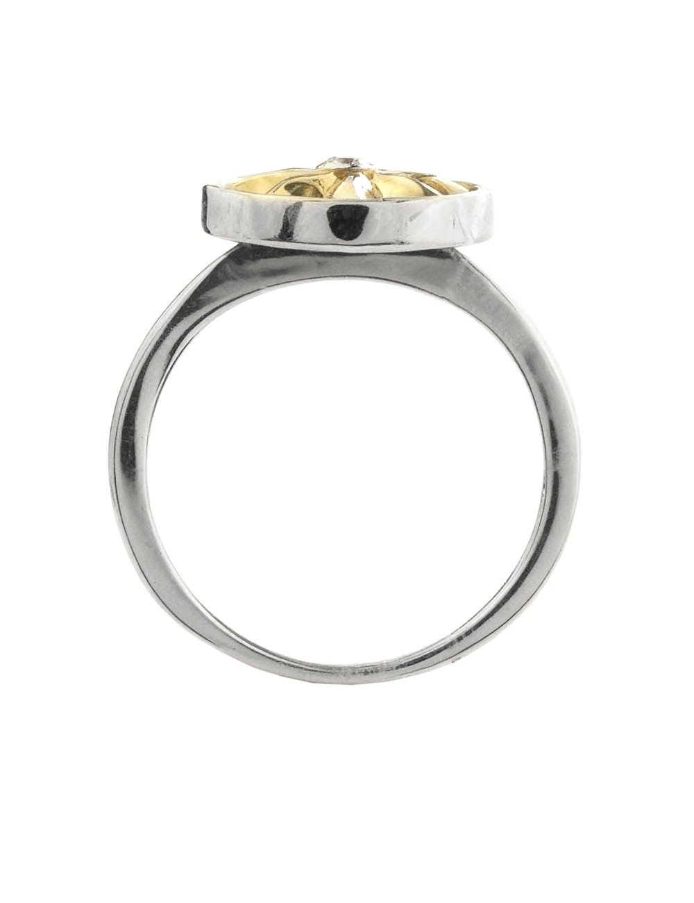 Кольцо из белого золота c бриллиантами и перламутром