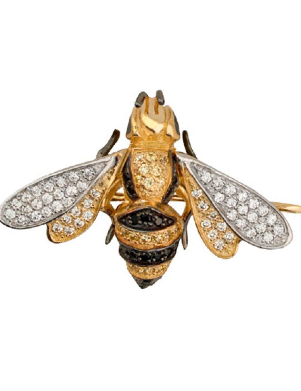 Брошь из лимонного золота c эмалью и фианитом