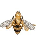 Брошь из лимонного золота c эмалью и фианитом