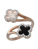 Кольцо из золота c бриллиантами, ониксом и перламутром