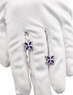 Серьги из белого золота c бриллиантами и лазуритом