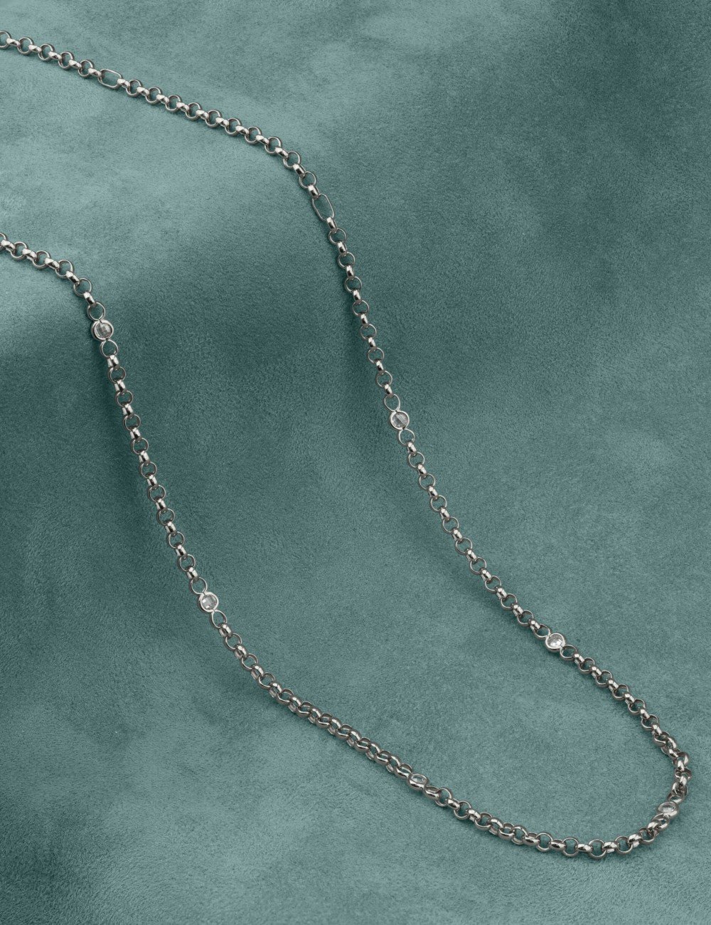 Цепь из белого золота c фианитом