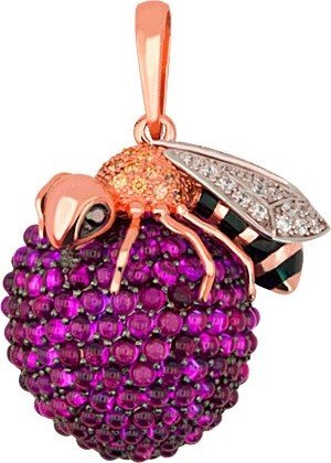 Подвеска из золота c эмалью и фианитом