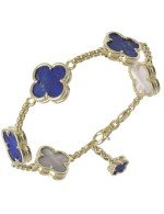 Браслет из лимонного золота c лазуритом и перламутром