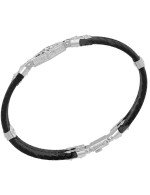 Браслет из белого золота c шнурком и ониксом