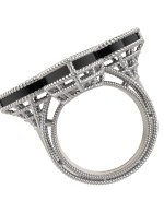 Кольцо из белого золота c бриллиантами и ониксом