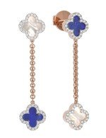 Серьги из золота c бриллиантами, лазуритом и перламутром