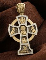 Крест из лимонного золота c эмалью и бриллиантами