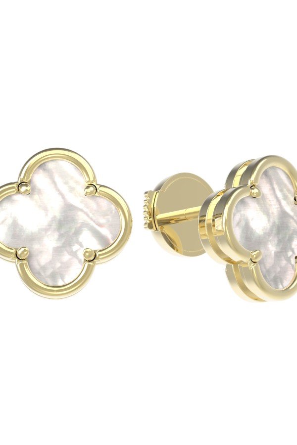 Серьги из лимонного золота c перламутром