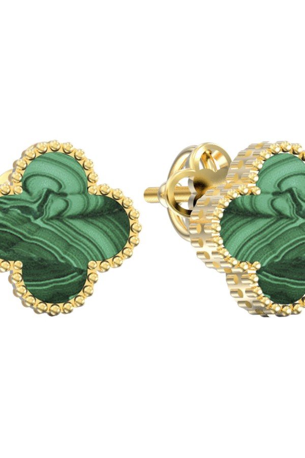 Серьги из лимонного золота c малахитом