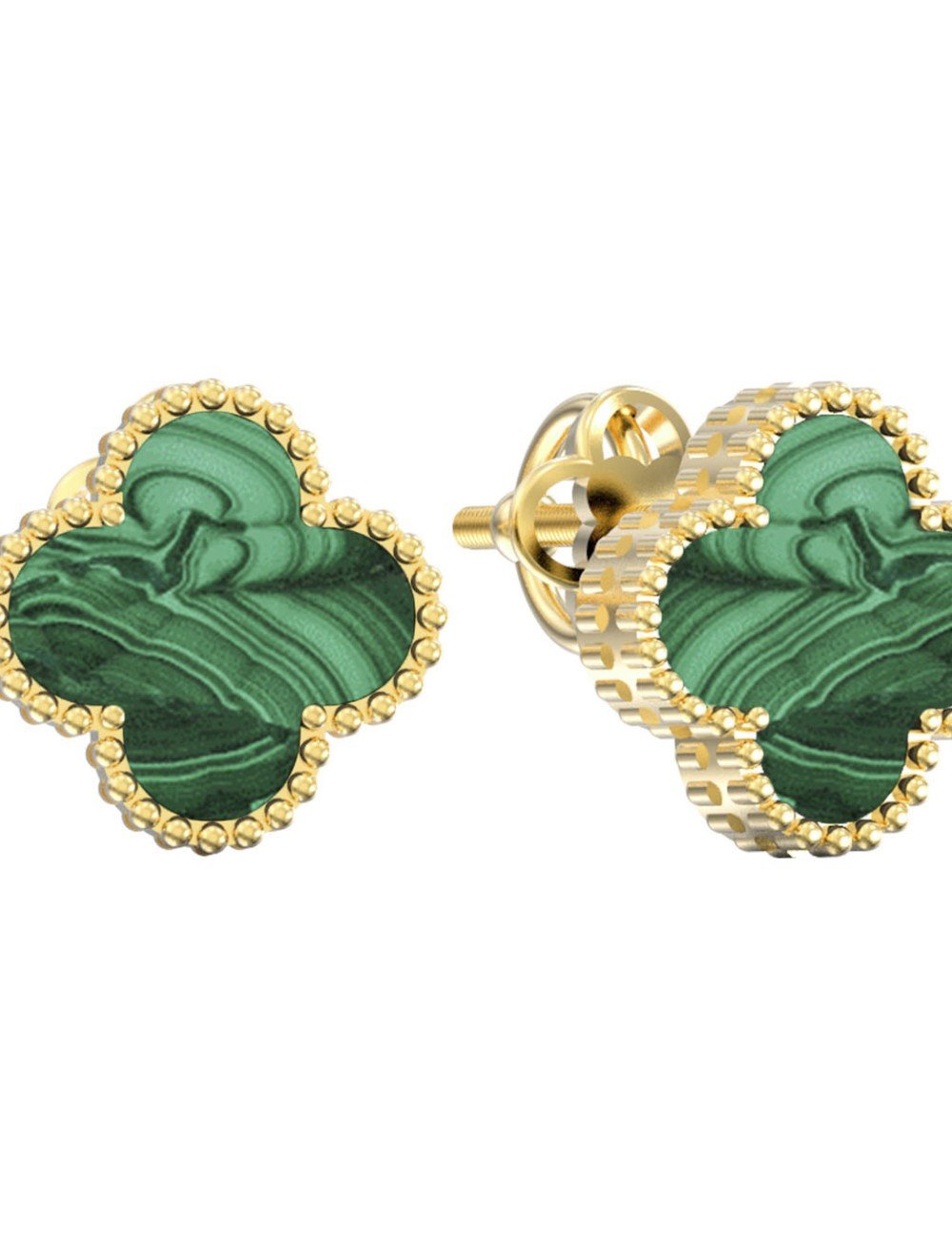 Серьги из лимонного золота c малахитом