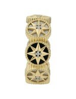 Кольцо из лимонного золота c бриллиантами, ониксом и перламутром