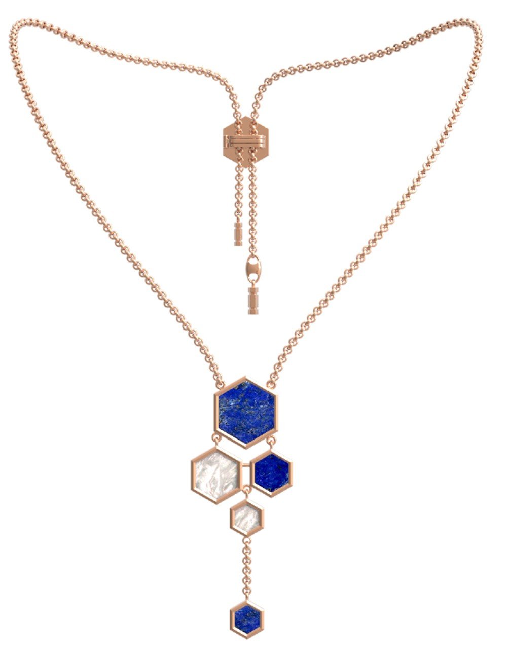 Колье из золота c лазуритом и перламутром