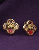 Серьги из лимонного золота c эмалью и перламутром