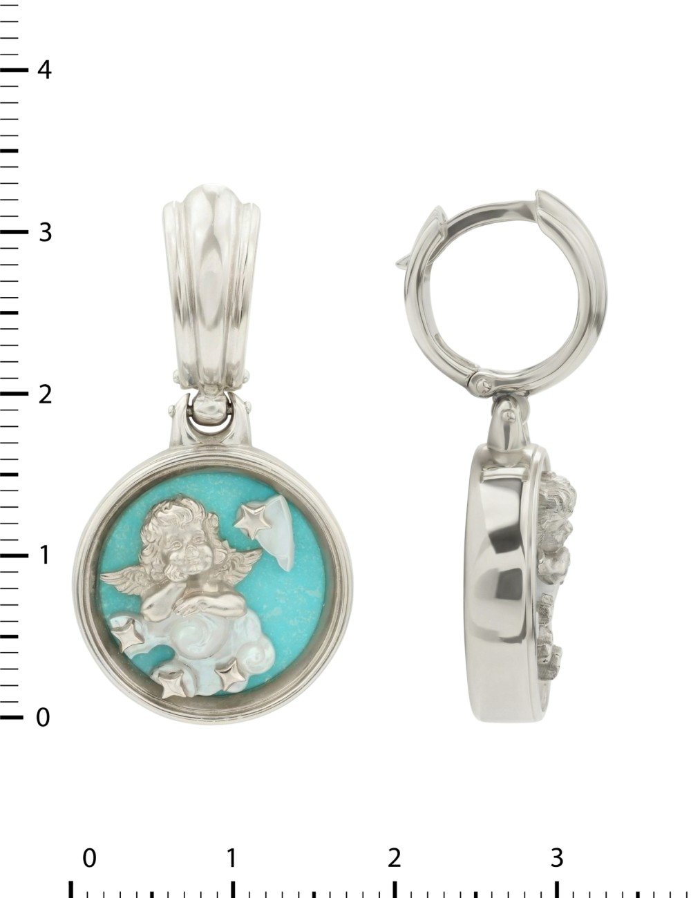 Серьги из белого золота c бирюзой и перламутром