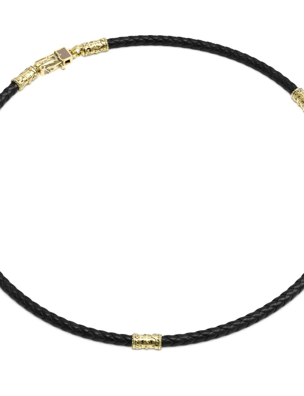 Гайтан из лимонного золота c кожаным шнурком