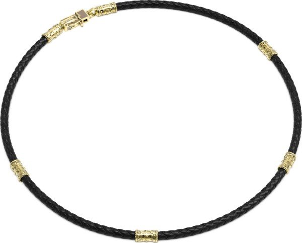 Гайтан из лимонного золота c кожаным шнурком