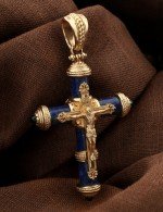 Крест из золота c ониксом и лазуритом