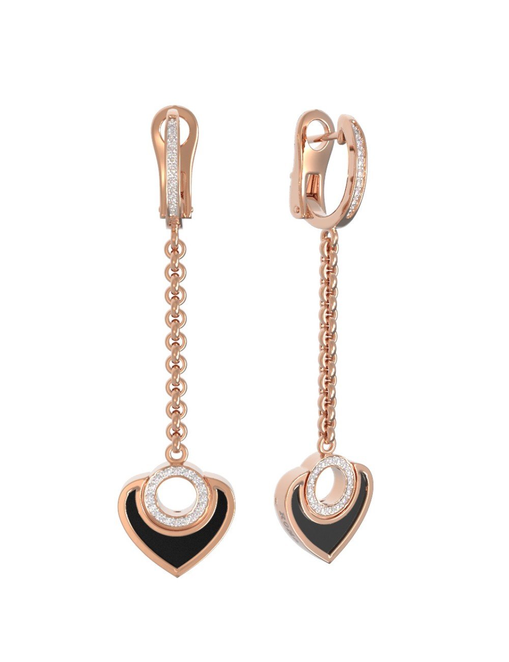 Серьги из золота c бриллиантами и ониксом