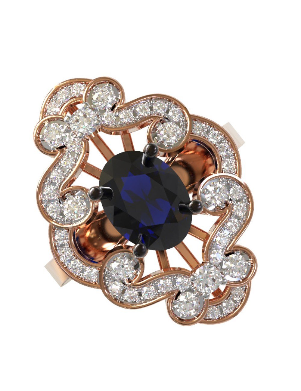 Кольцо из золота c бриллиантами и сапфиром