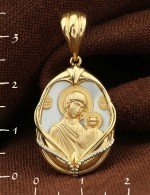 Образок из лимонного золота c перламутром