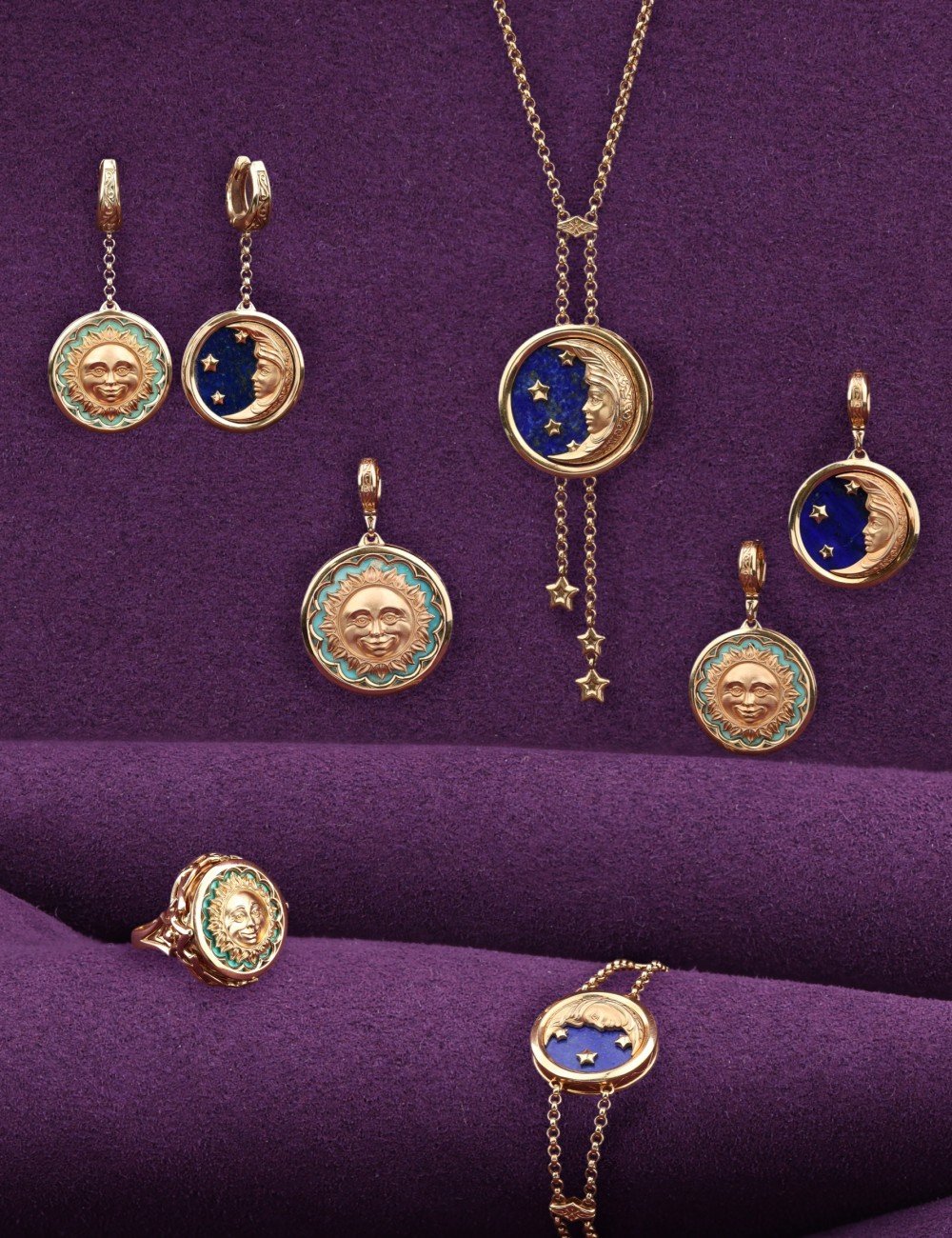 Браслет из золота c бирюзой и лазуритом