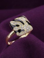 Кольцо из лимонного золота c эмалью и бриллиантами