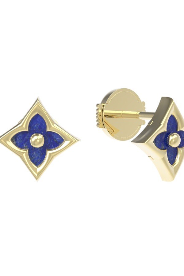 Серьги из лимонного золота c лазуритом