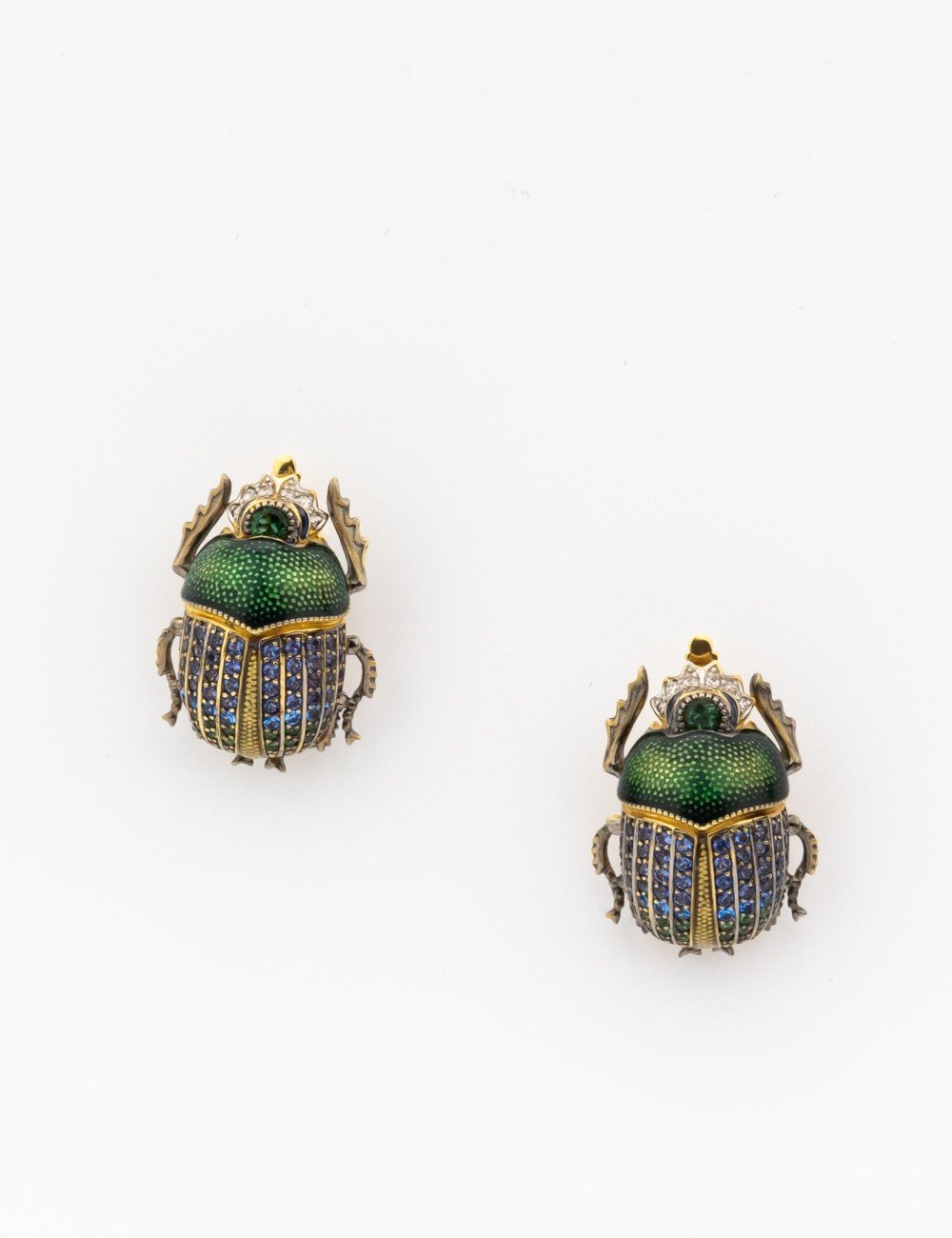 Серьги из лимонного золота c эмалью, фианитом и турмалином